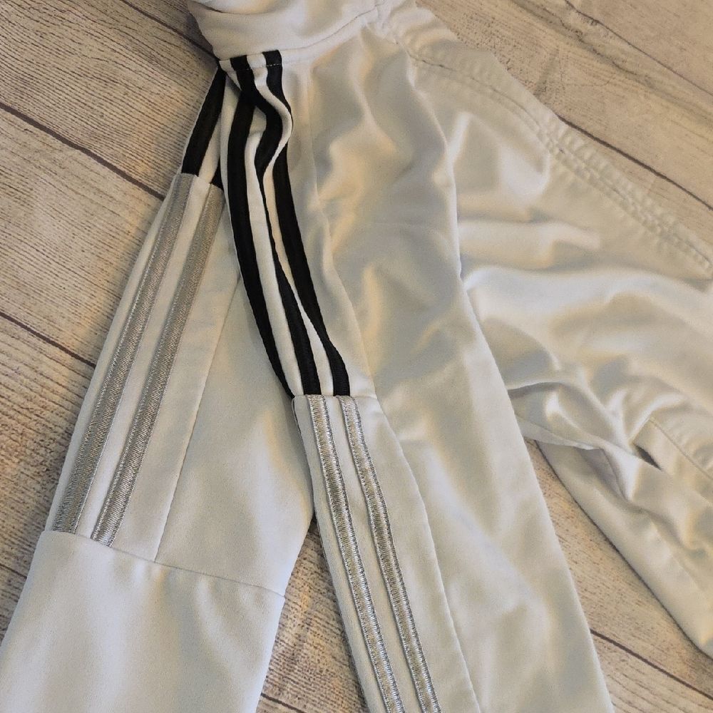 Adidas Kids White Jacket with Black Stripes - Picture 5 of 7